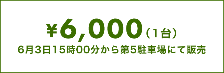 6,000円（1台）5月26日00時00分～6月2日15時00まで